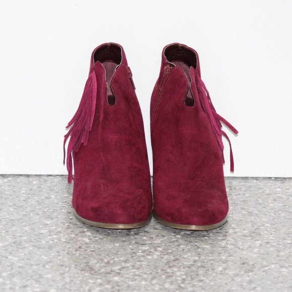 MIA Red/Maroon Suede Tassel Zip-Up Booties - Picture 1 of 6